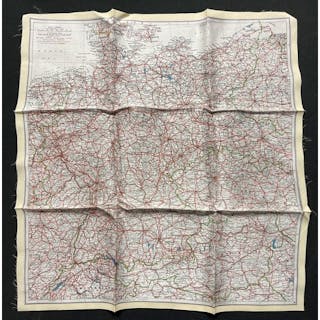 WW2 British RAF Silk Escape Map of Germany. Code letter A. S...
