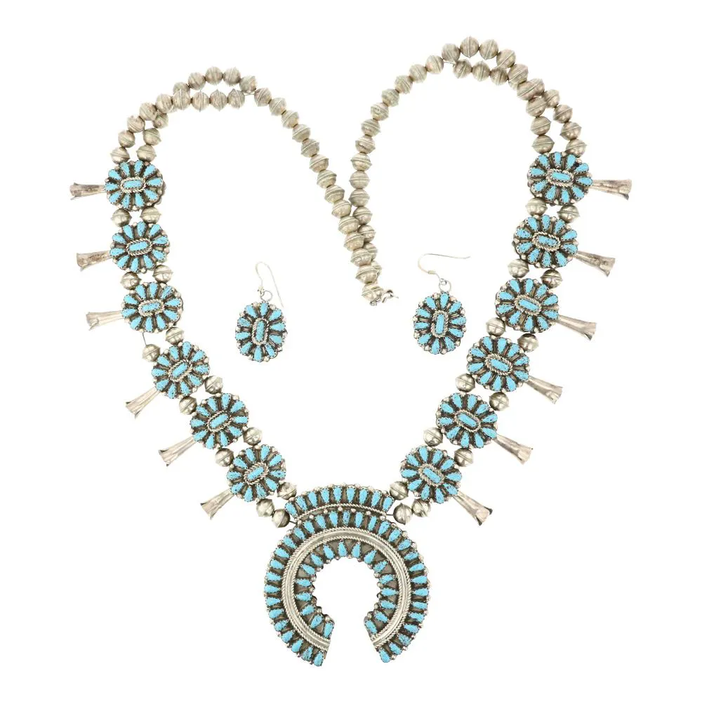 Rosemarie & Jubalee Squash Blossom Necklace Set – Howlite Stone, Western Chic, 24-27 Inch With Earrings - View #6