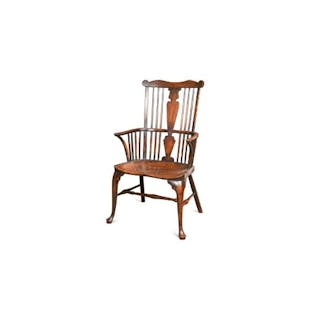 A Thames Valley cherry, walnut and elm comb-back armchair, circa 1785