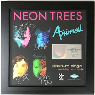 Neon Trees "Animal" RIAA Platinum Single Award signed by group w/JSA LOA