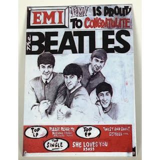 Beatles Vintage EMI Congrats Metal Decor Plaque