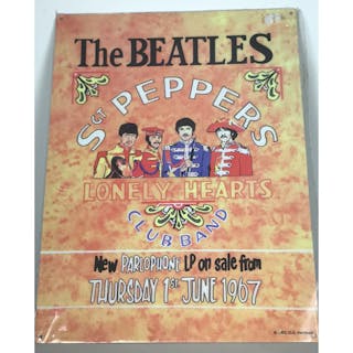 Beatles Vintage Sgt Pepper Large Metal Decor Plaque - New