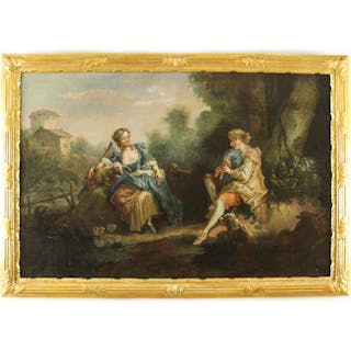 Antique Oil Painting Manner of Jean-Antoine Watteau