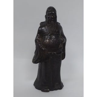 A Chinese Republican period cast bronze standing robed figur...