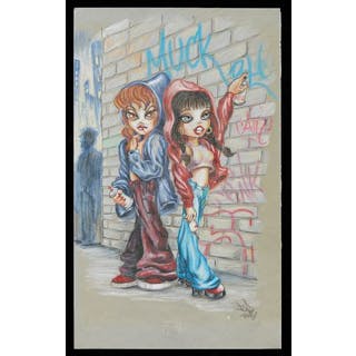 Lady Pink "Bomber Girls" Colored Pencil on Vellum