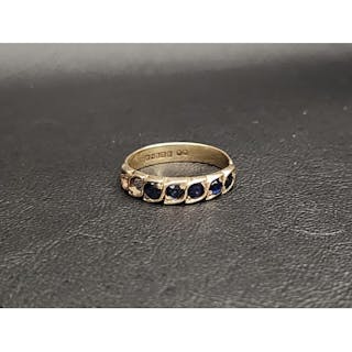 SAPPHIRE SET RING in nine carat gold, set with five sapphir...
