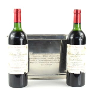Two bottles of 1978 Chateau Branaire, Saint-Julien wine toge...