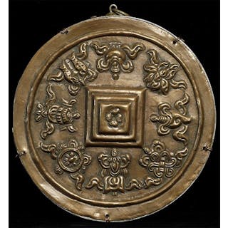 Old Mongolian copper stylized Mandala.