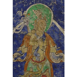 Antique Tibetan Thangka, 6.75" x 4.5"-Rare type