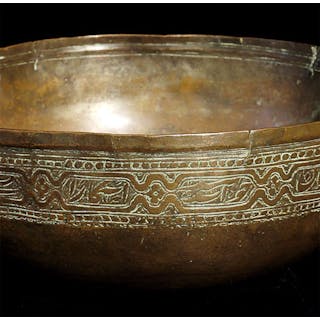 Early Copper Bowl, 3.5" tall, 9" diameter