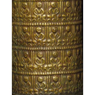 Bronze scroll case with approx. 150 Buddhas adorning