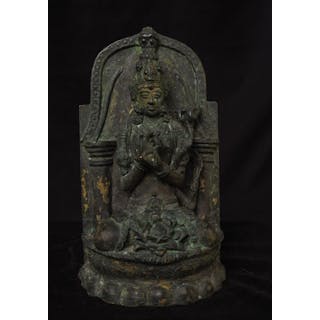 Early large and powerful wax cast Javanese Bronze of Shiva-Starting