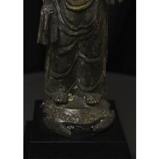 13-15th-century Standing Bronze Korean Buddha-Large, Lots of Character