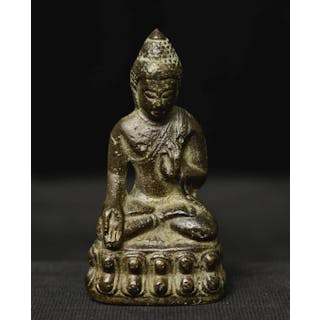 Old Thai or Chinese bronze Buddha. Sits 2 5/8 inches tall.