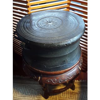 500 to 1500 yr old Southeast Asian bronze drum "Hager type 1" drum.