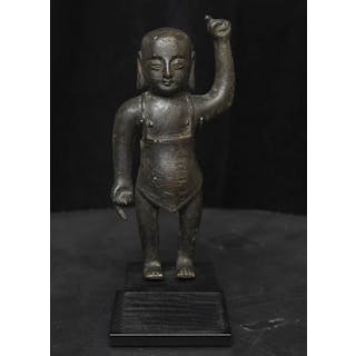 15/16thC Bronze Baby Buddha-Taking His First Steps- Earth and Heavens