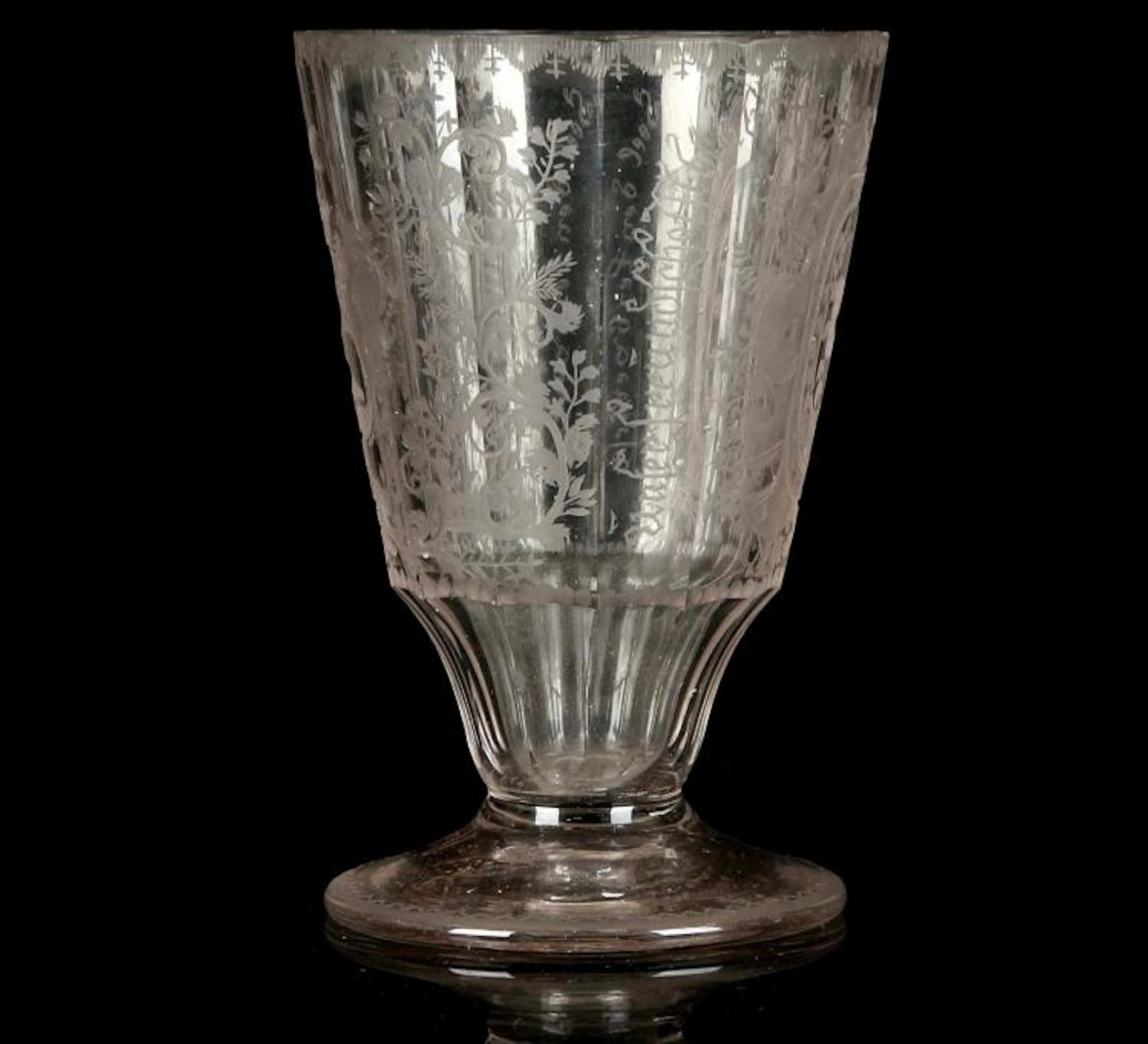A SILESIAN ENGRAVED ARMORIAL FRIENDSHIP GOBLET