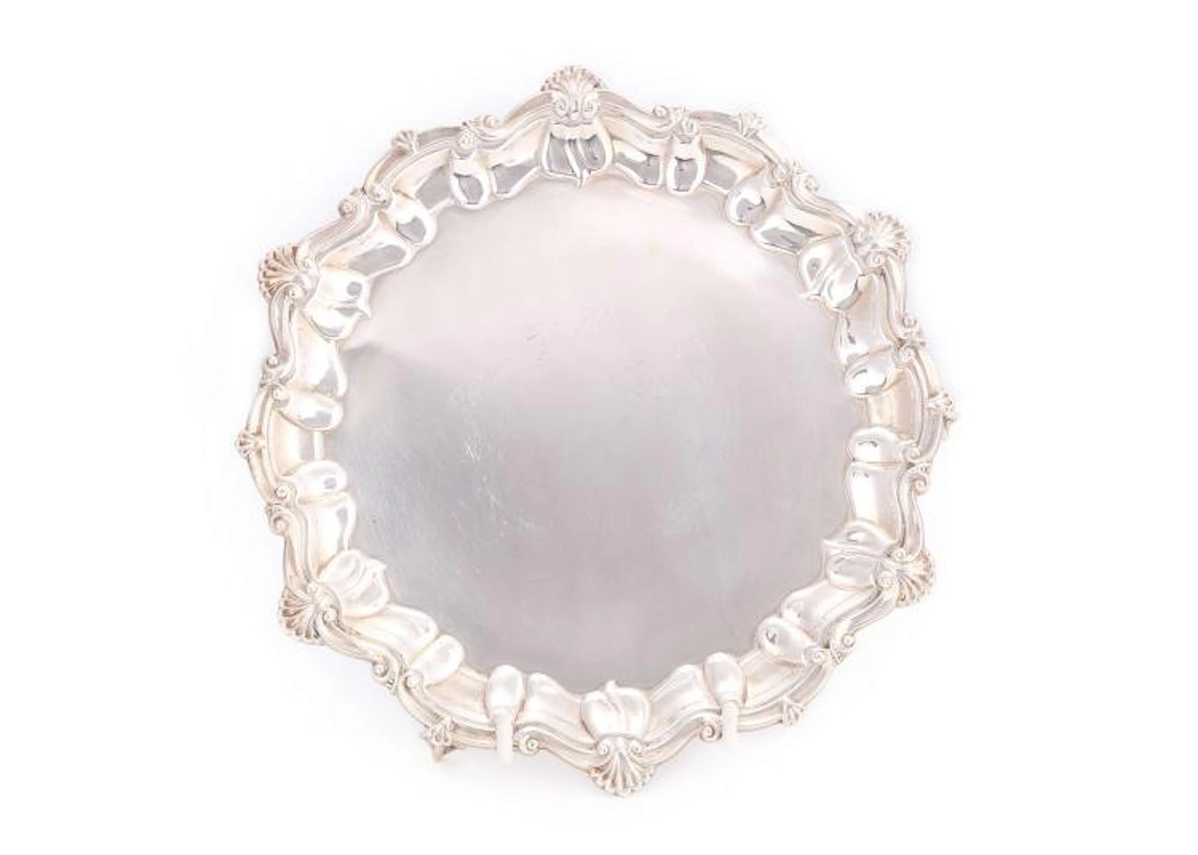 A late Victorian antique sterling silver salver or tray