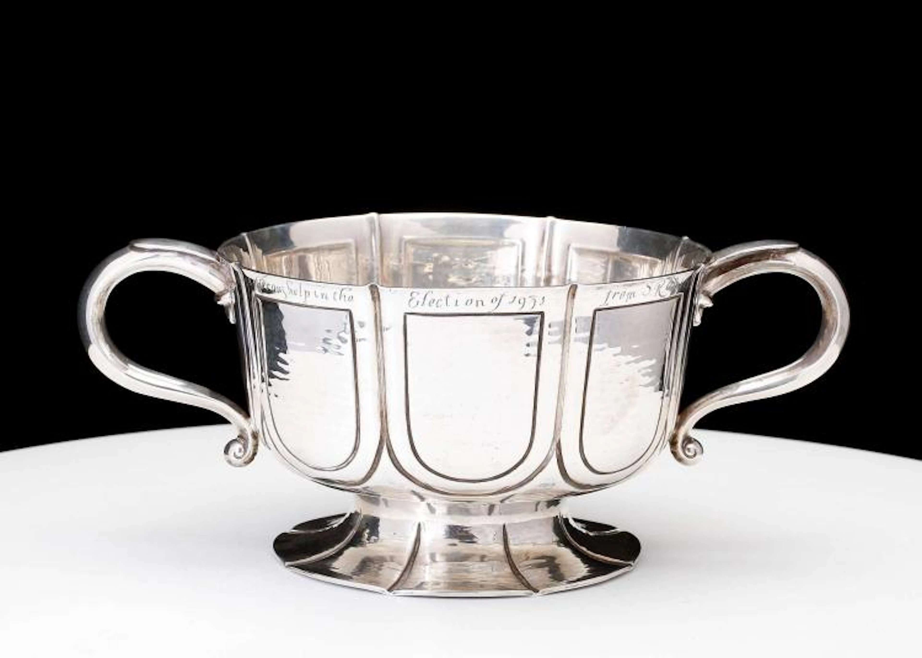 Political Interest - A George V antique sterling silver twin handled bowl