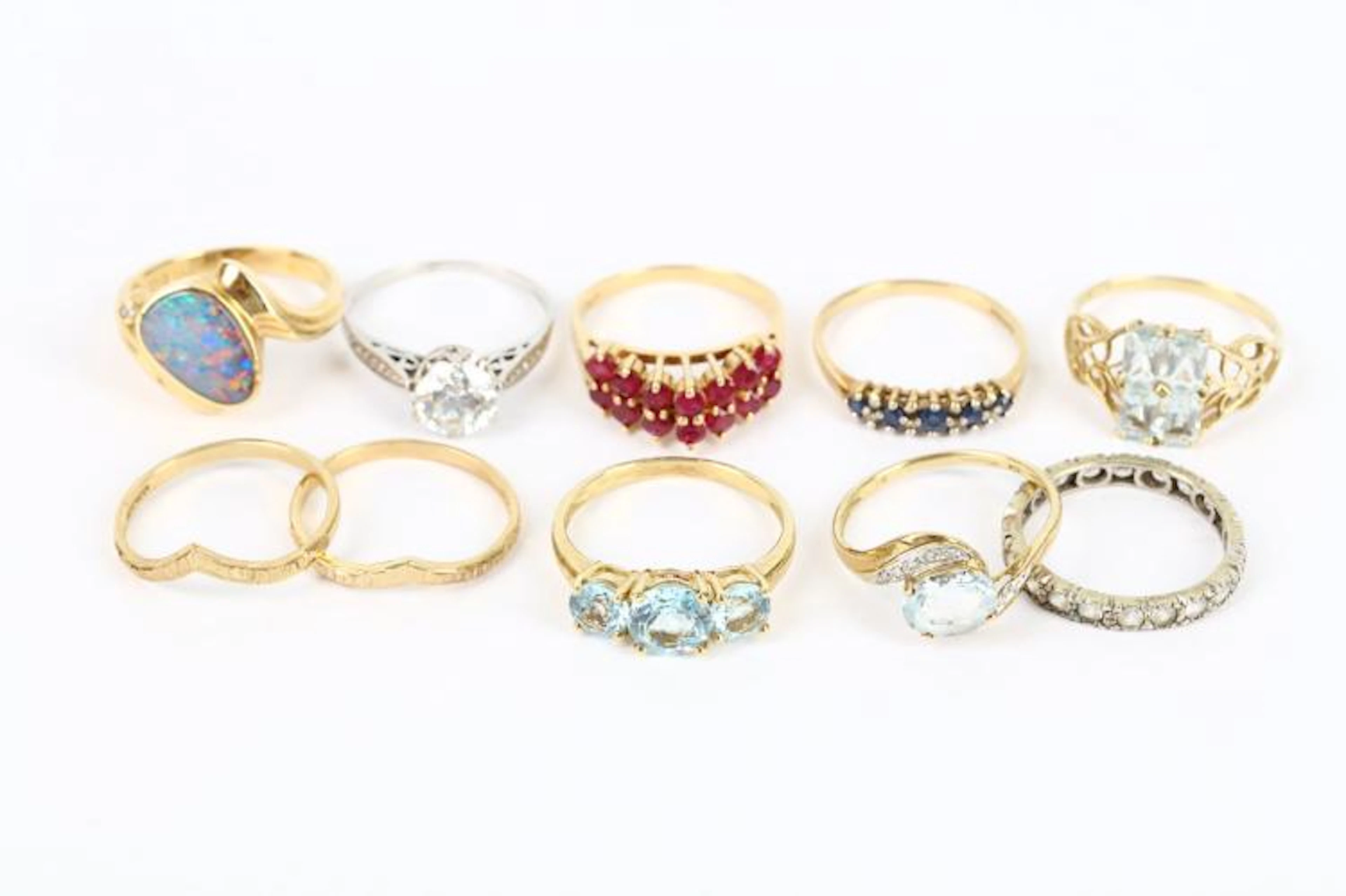 A collection of ten rings