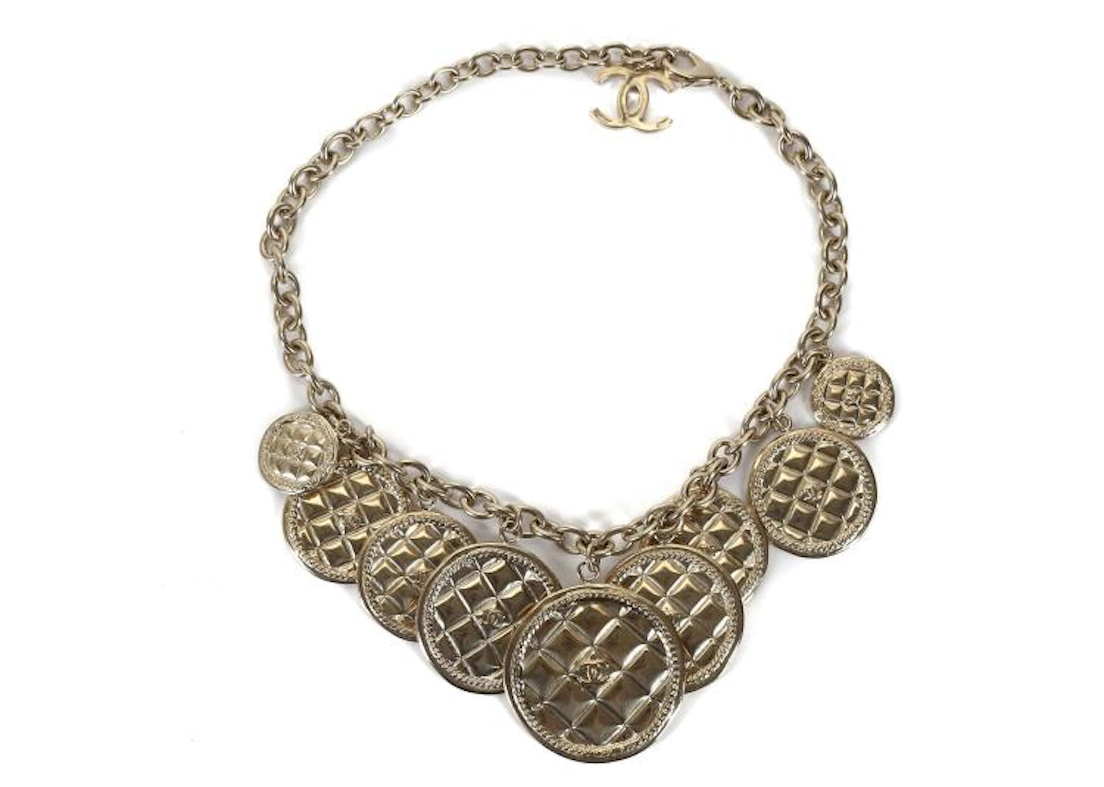 Chanel gilt metal 'Quilted Discs' necklace