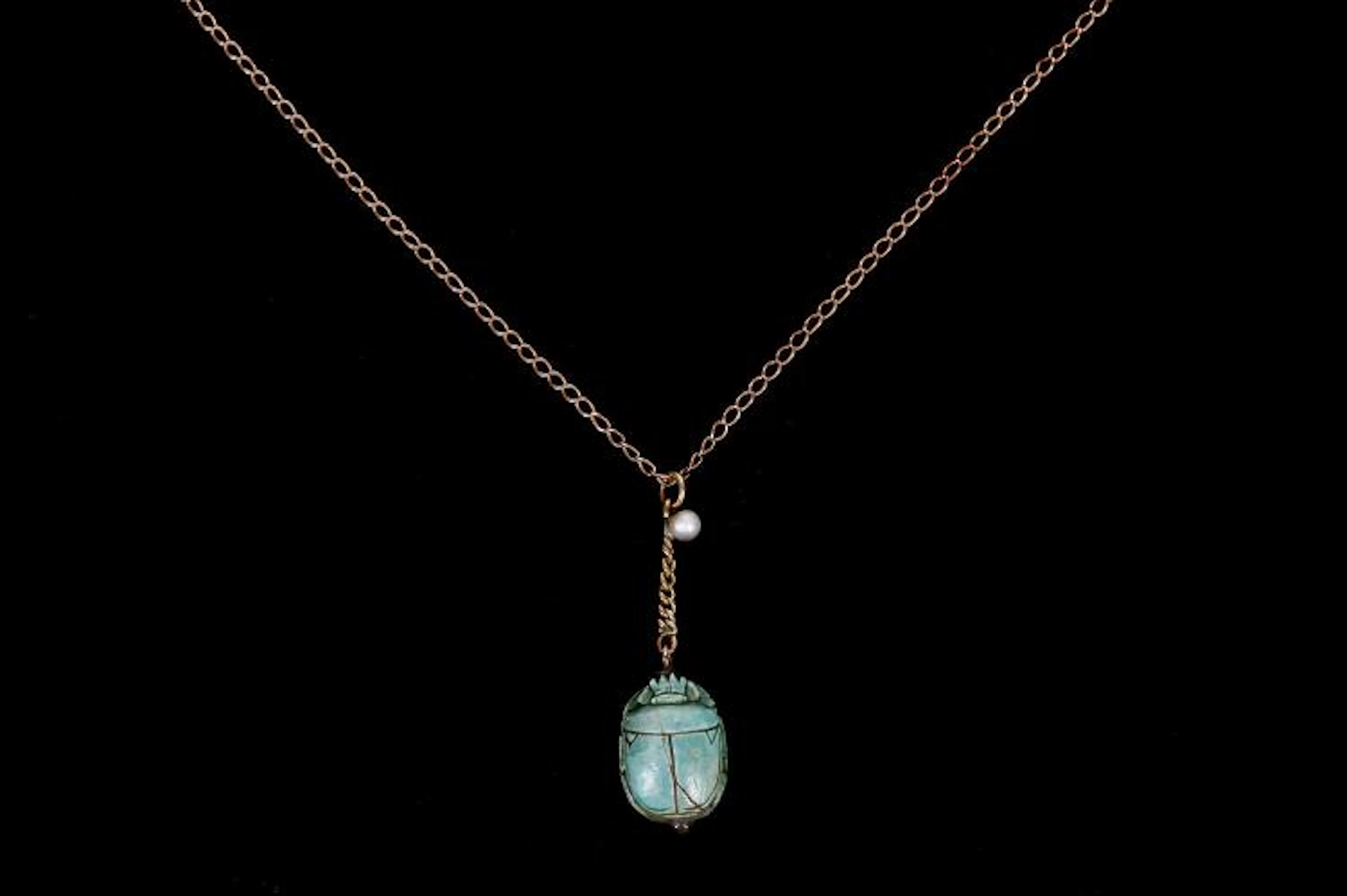AN EGYPTIAN SCARAB NECKLACE  New Kingdom
