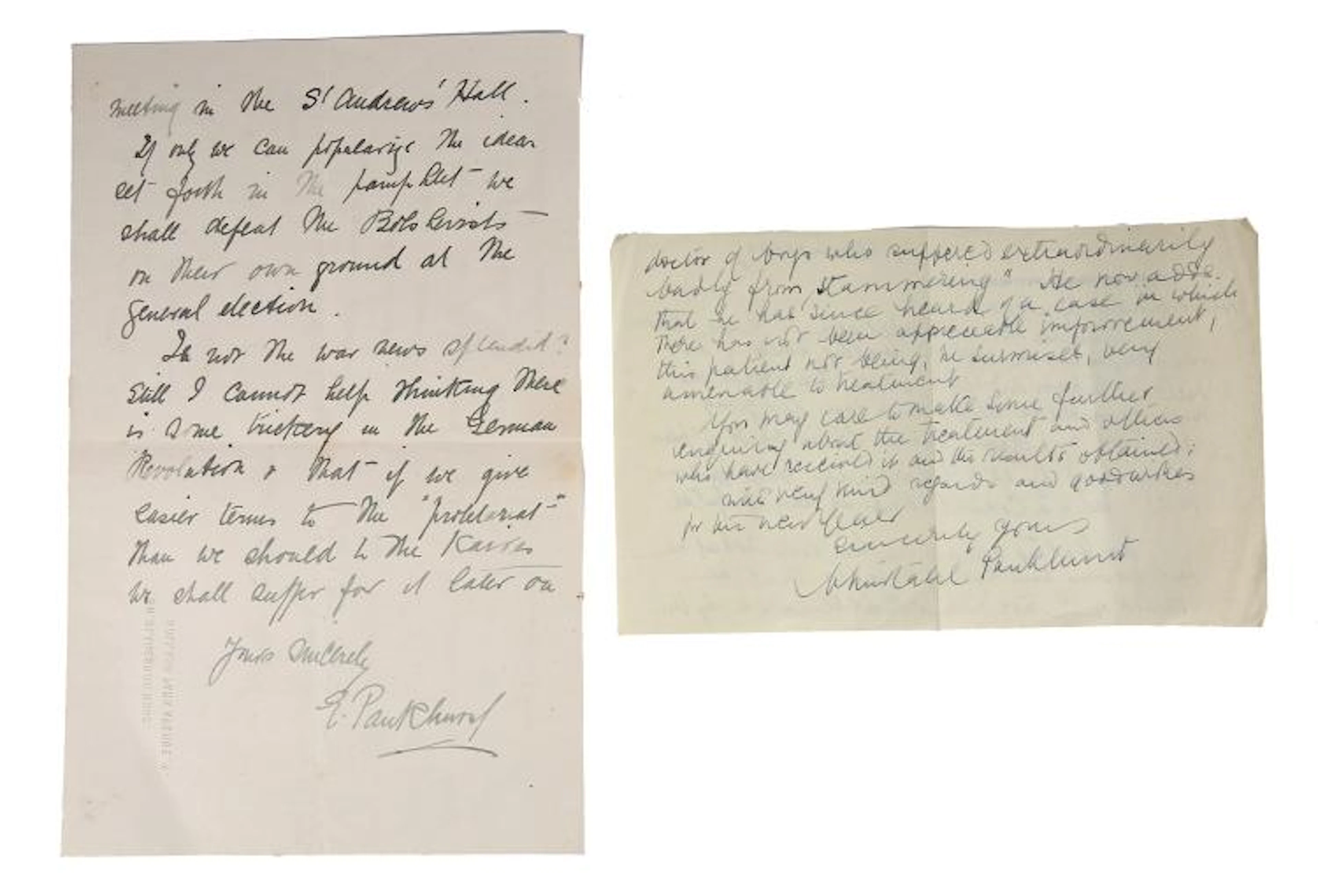 Suffragette Interest - Emmeline Pankhurst  Autograph letter signed ('E