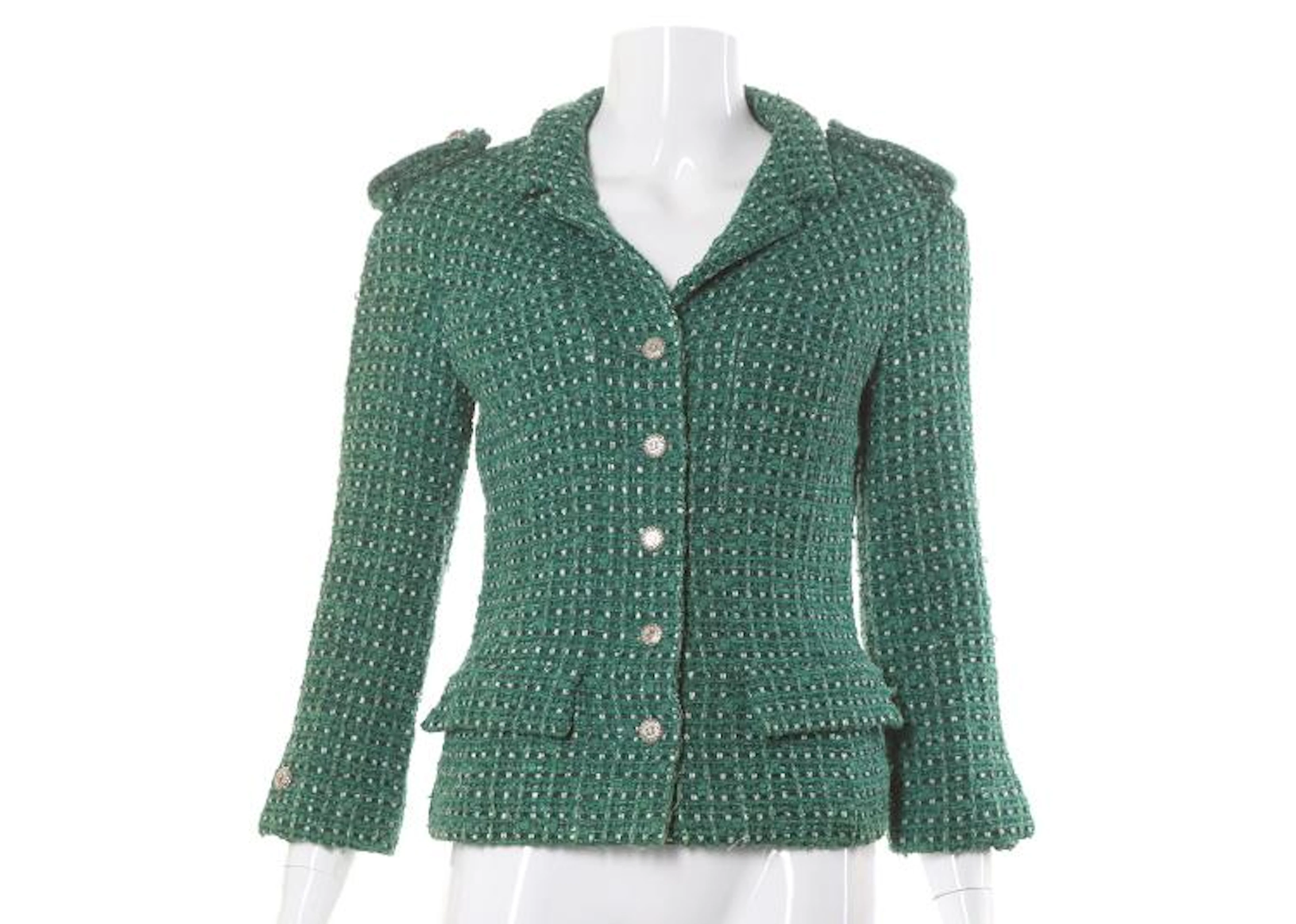 Chanel Emerald Green Tweed Jacket