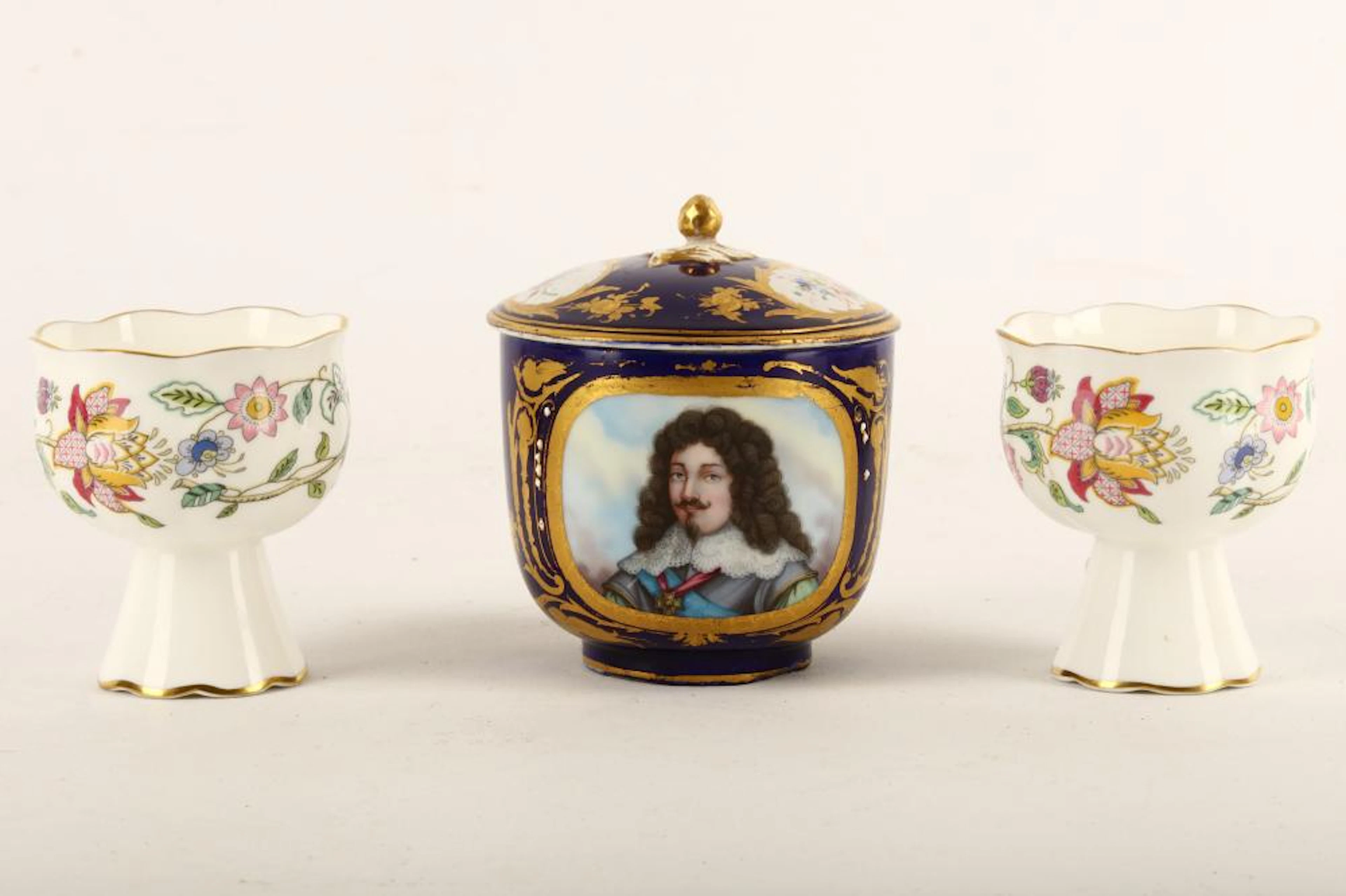 A 19th Century Sevres style porcelain sugar bowl and...