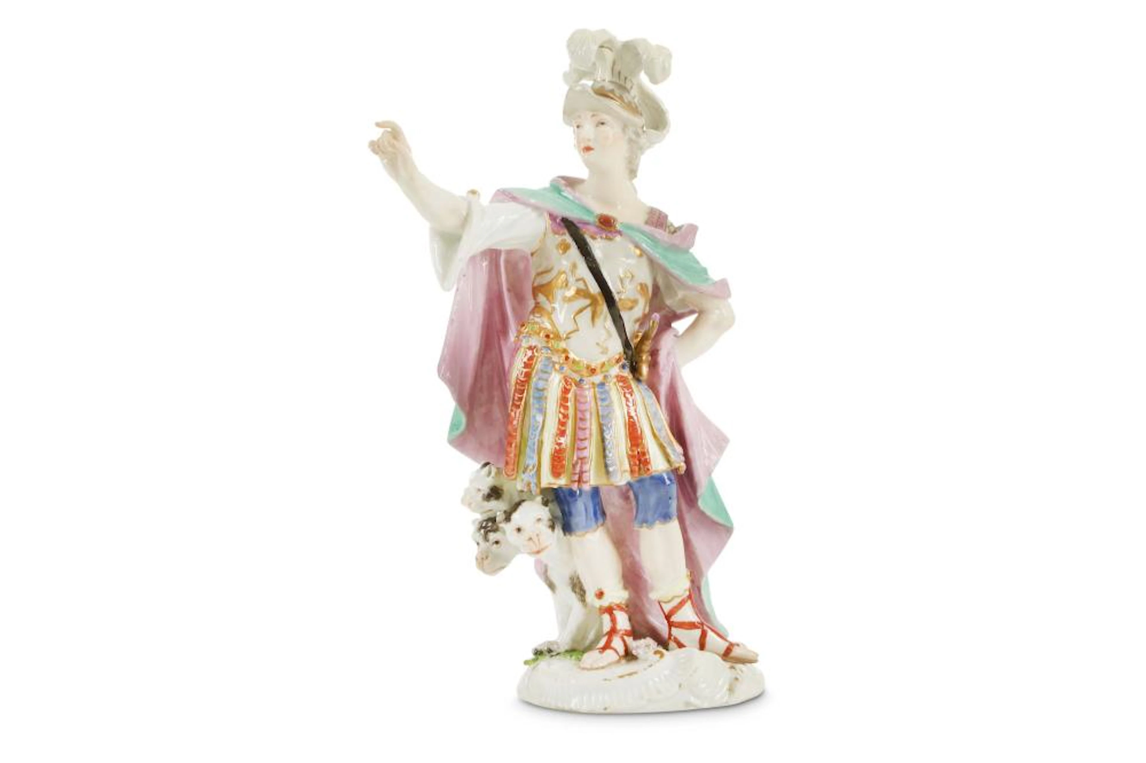 A MEISSEN PORCELAIN FIGURE OF ALEXANDER THE GREAT EMBLEMATIC OF GREECE