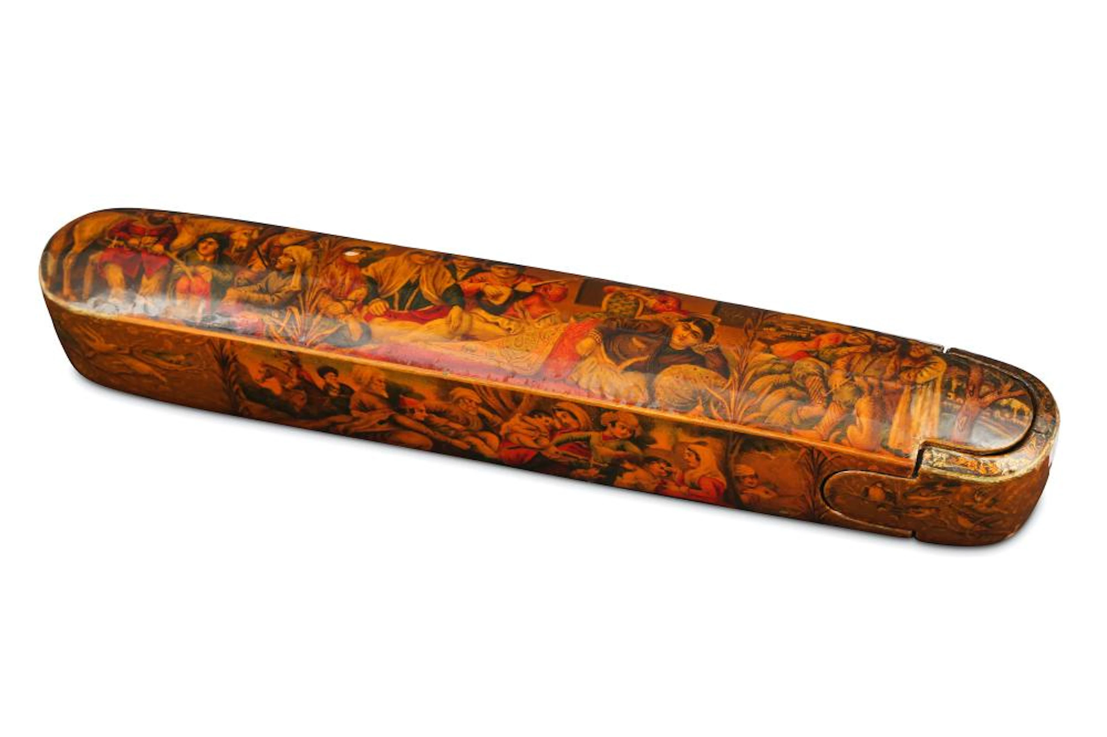 *A QAJAR LACQUERED PAPIER-MÂCHÉ PEN CASE (QALAMDAN)