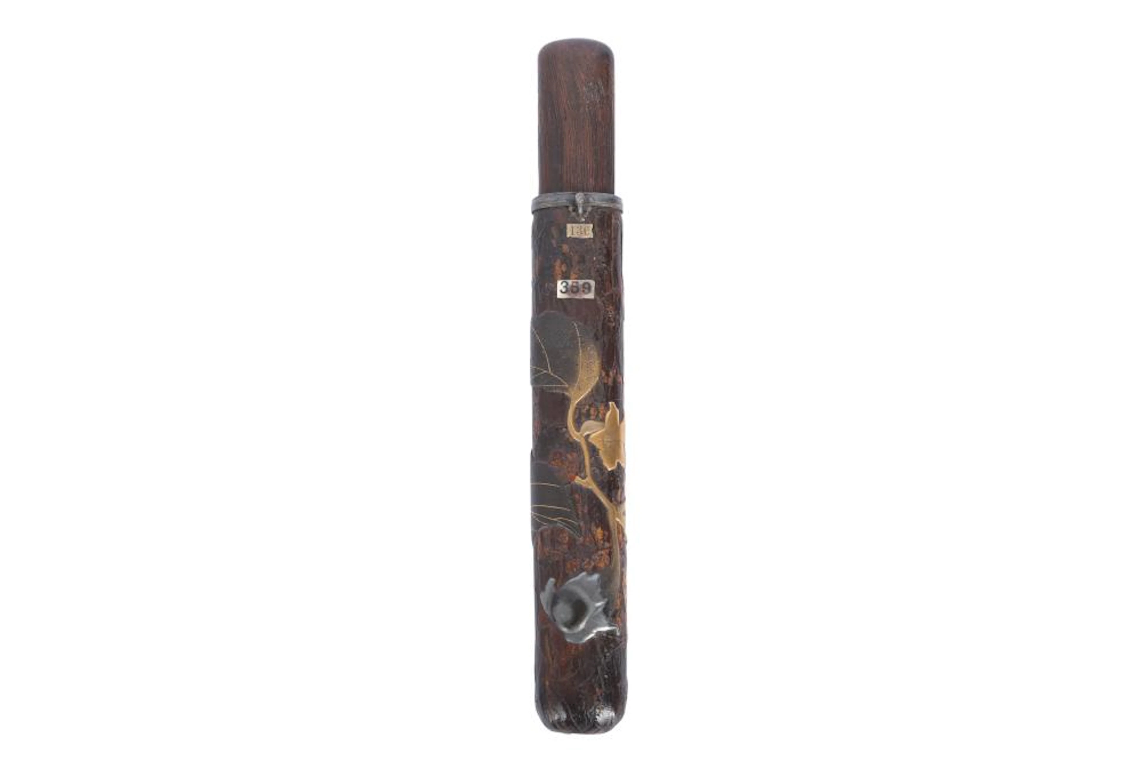 A LACQUERED WOOD KISERUZUTSU (PIPE CASE).