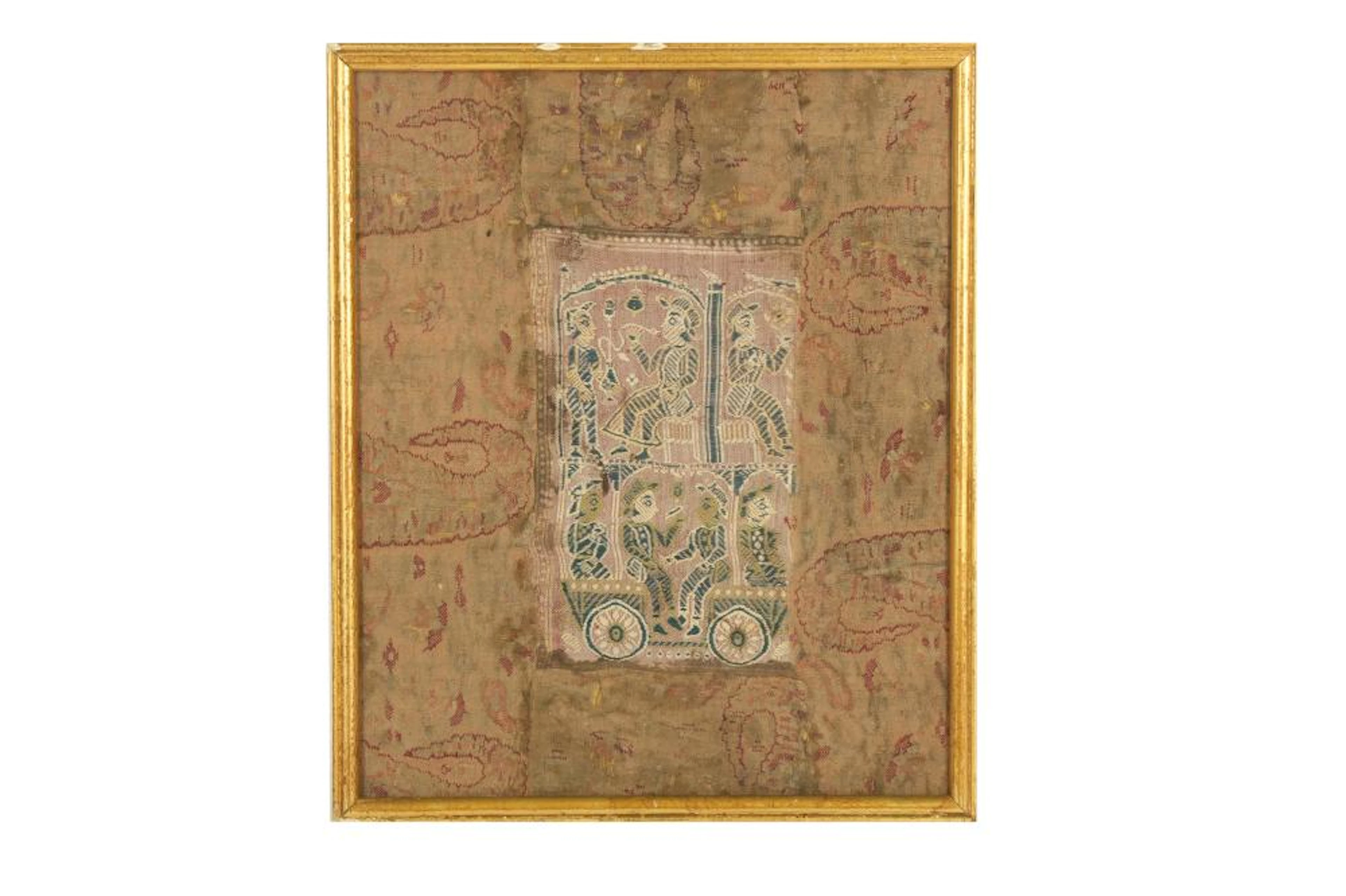 AN INDO-PORTUGUESE TEXTILE PANEL WITH FIGURAL DECORATION India, 18th century
