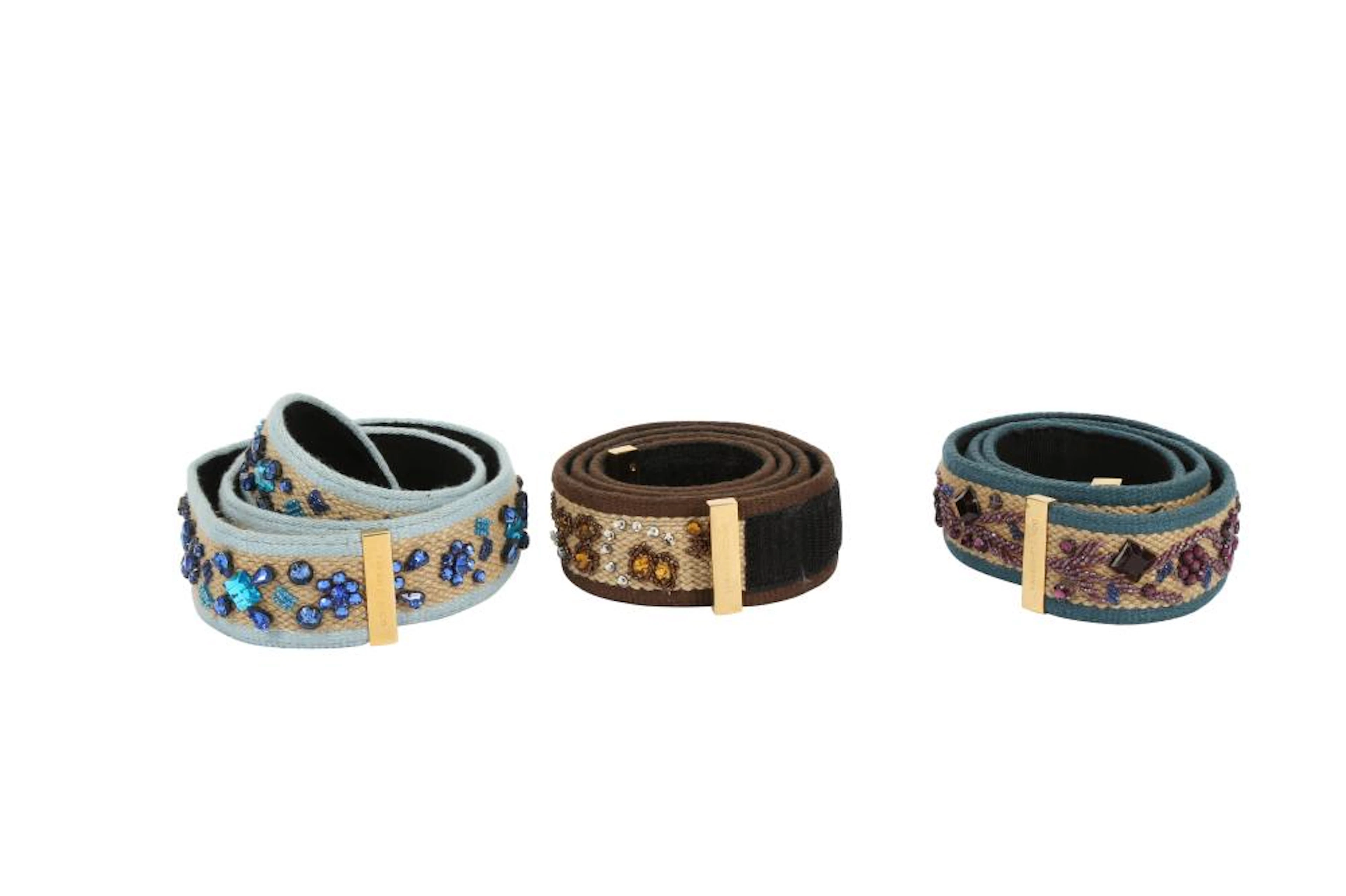 Three Dolce & Gabbana Embellished Raffia Belts - Size 85 & 90