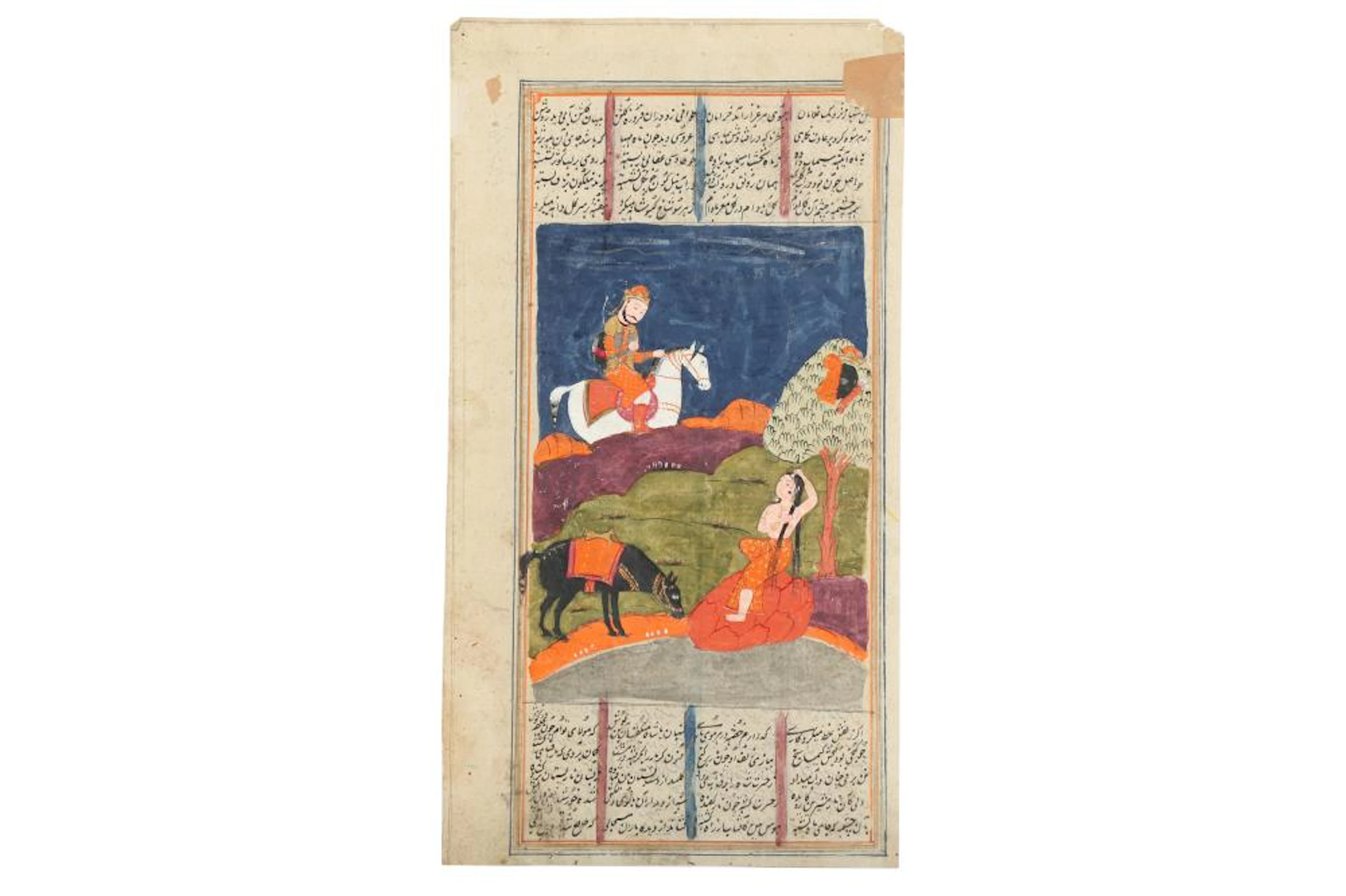 A GROUP OF EIGHT LOOSE ILLUSTRATED MANUSCRIPT FOLIOS FROM...