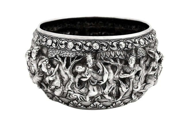 An early 20th century Siamese (Thai) unmarked silver bowl, Chiang Mai circa 1920