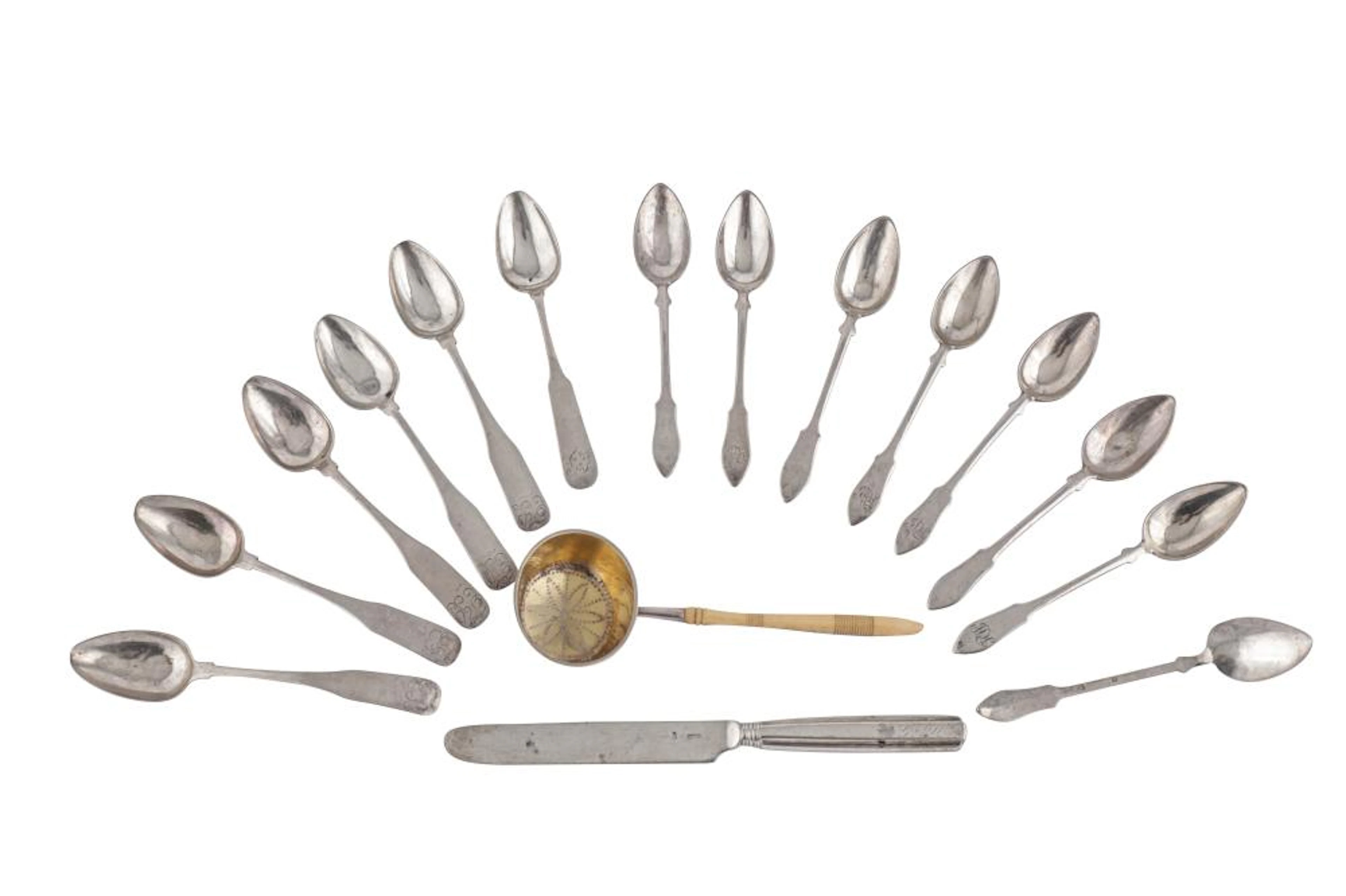 A MIXED GROUP INCLUDING A GERMAN SILVER FRUIT KNIFE