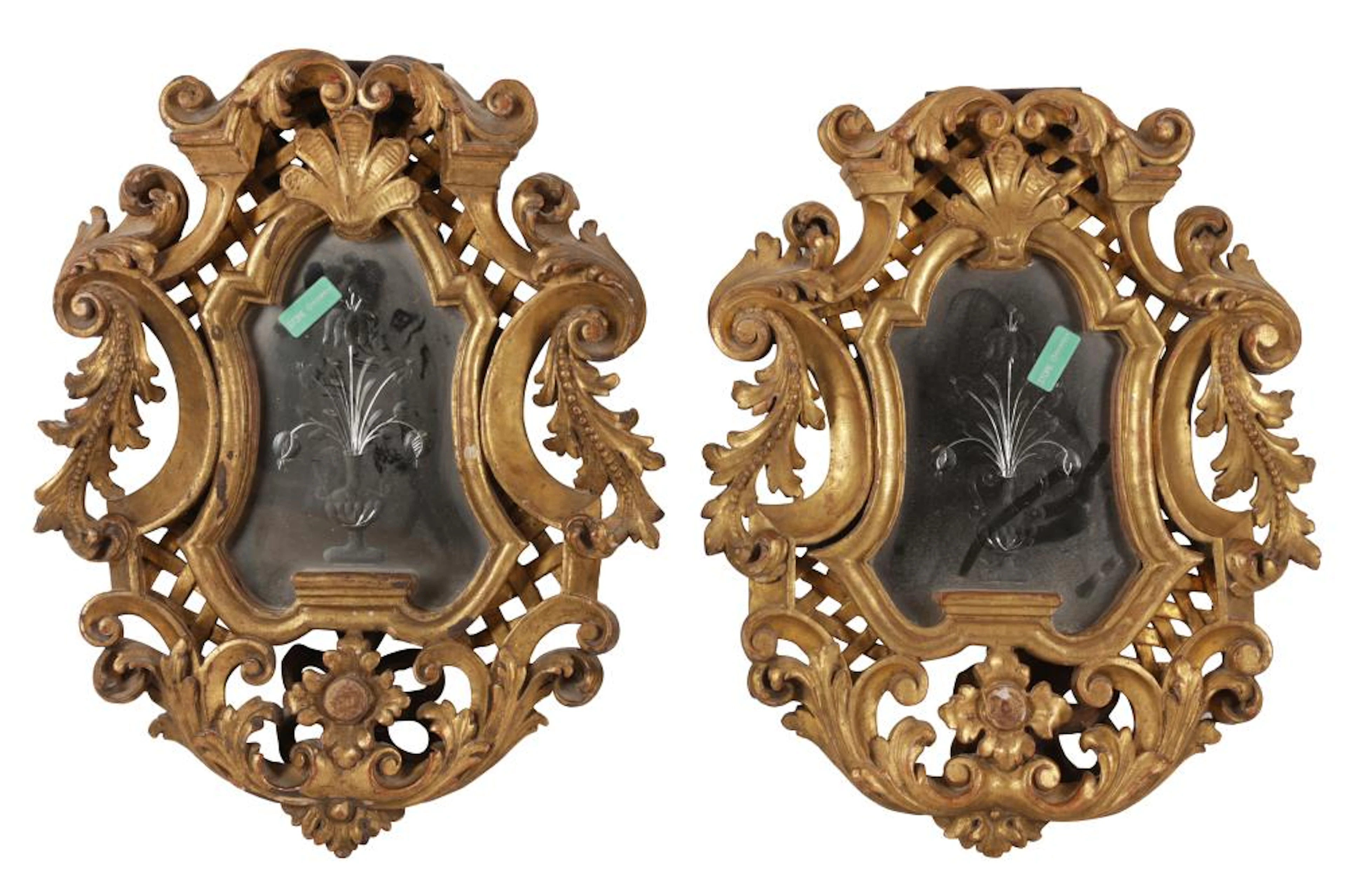 A PAIR OF CONTINENTAL GILTWOOD BAROQUE TASTE HINGED PIER MIRRORS, 19TH CENTURY
