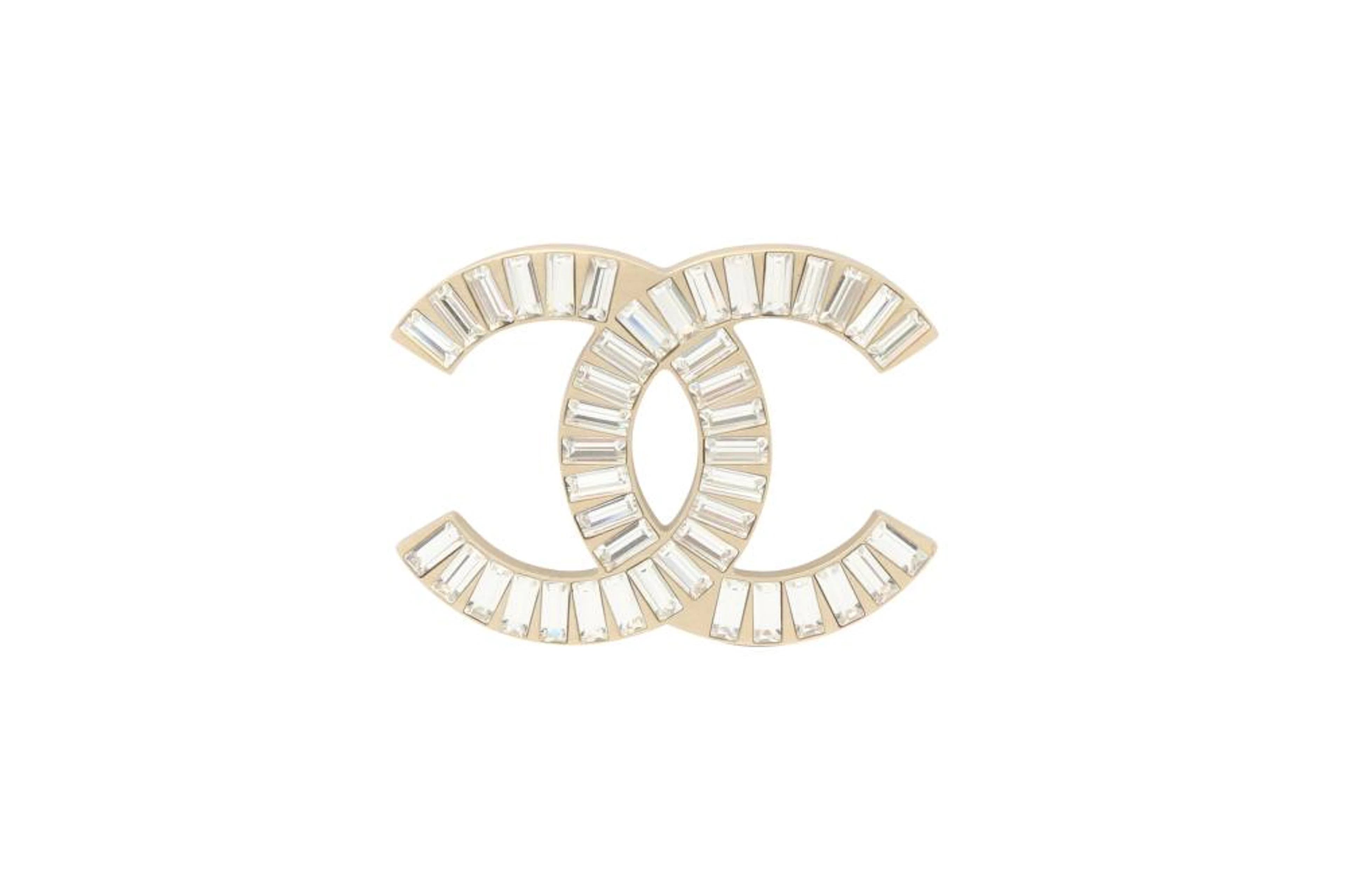Chanel Large Crystal CC Logo Brooch