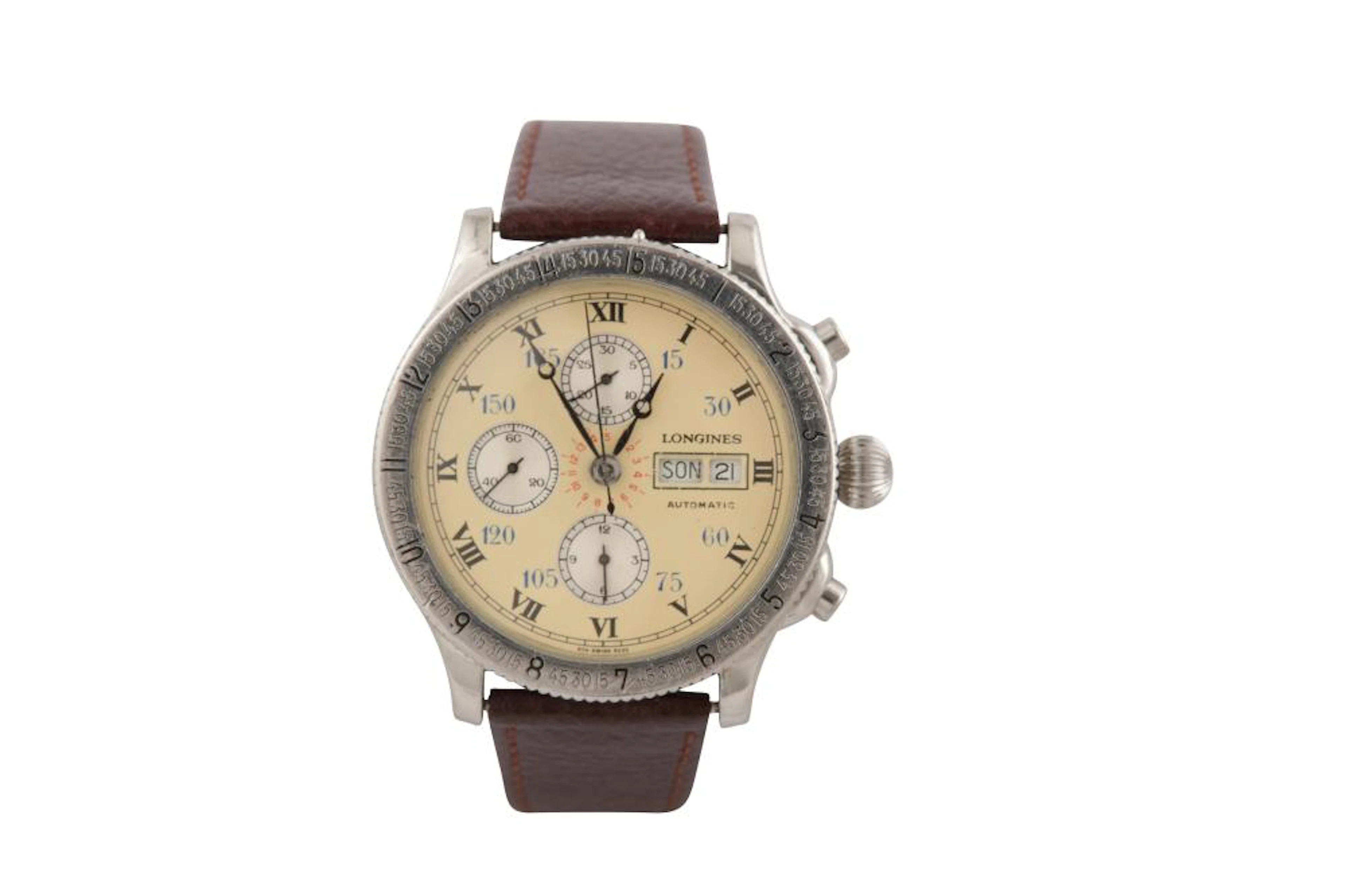 LONGINES. SINGLE OWNER COLLECTION. LINDBERGH HOUR ANGLE CHRONOGRAPH.