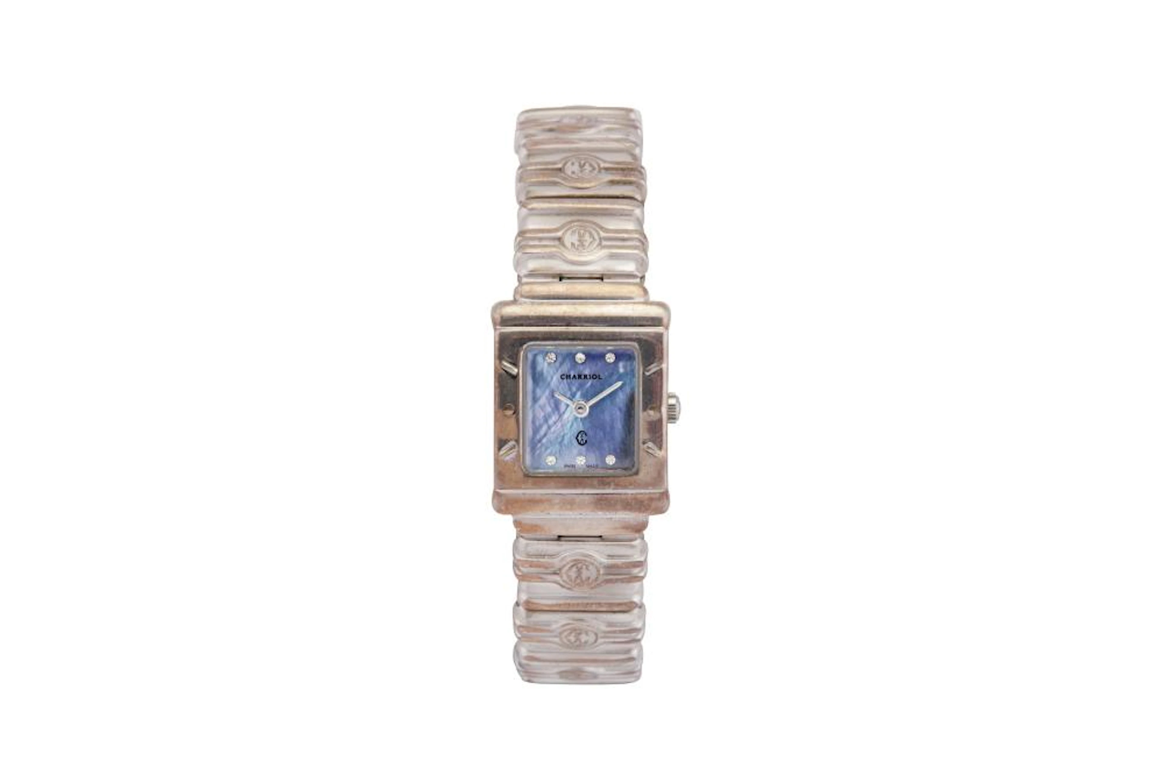 A RARE PHILIPPE CHARRIOL LADIES' STERLING SILVER QUARTZ BRACELET WATCH
