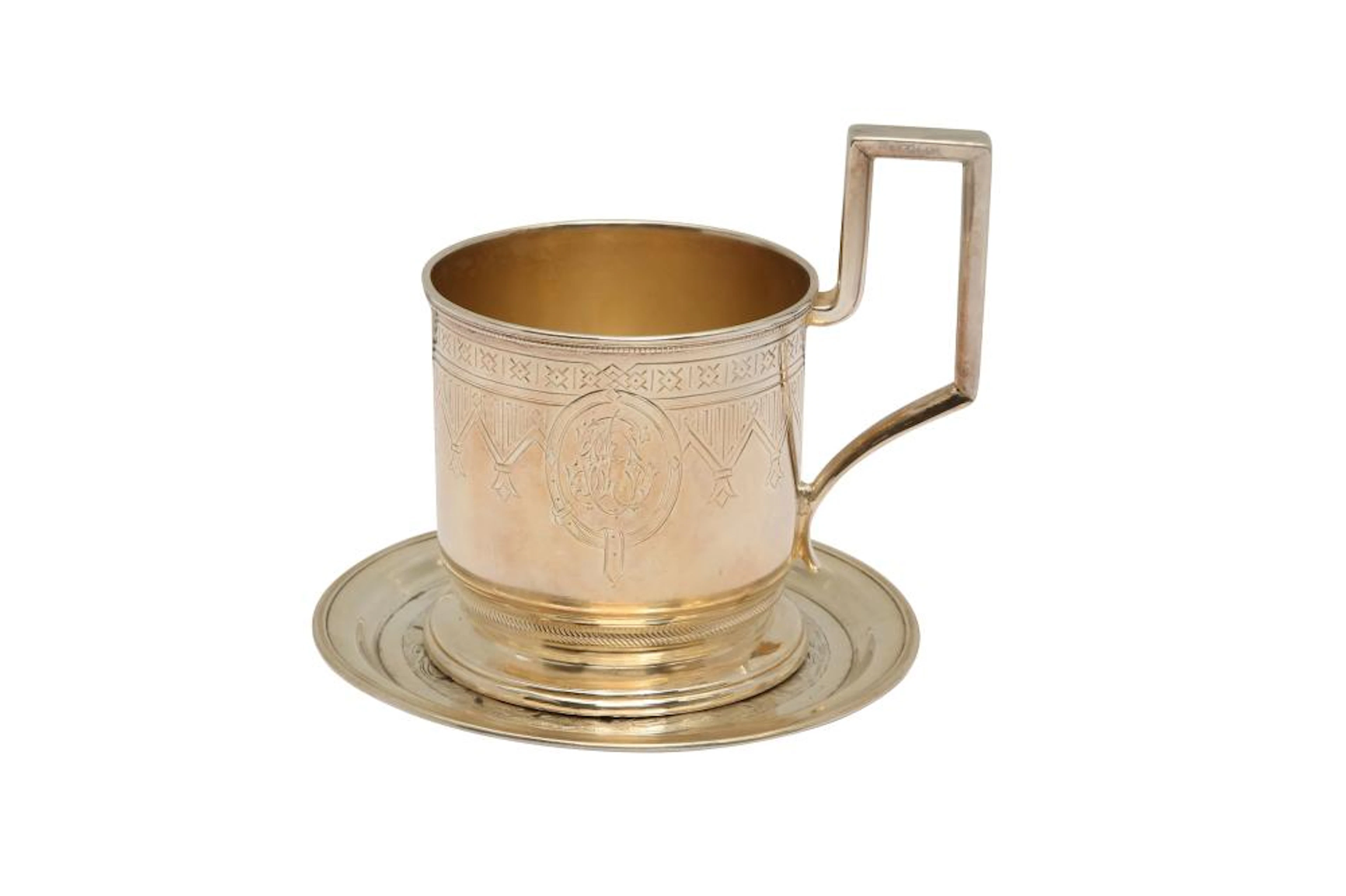 A NICHOLAS II RUSSIAN 84 ZOLOTNIK SILVER TEA GLASS HOLDER (PODSTAKANNIK)