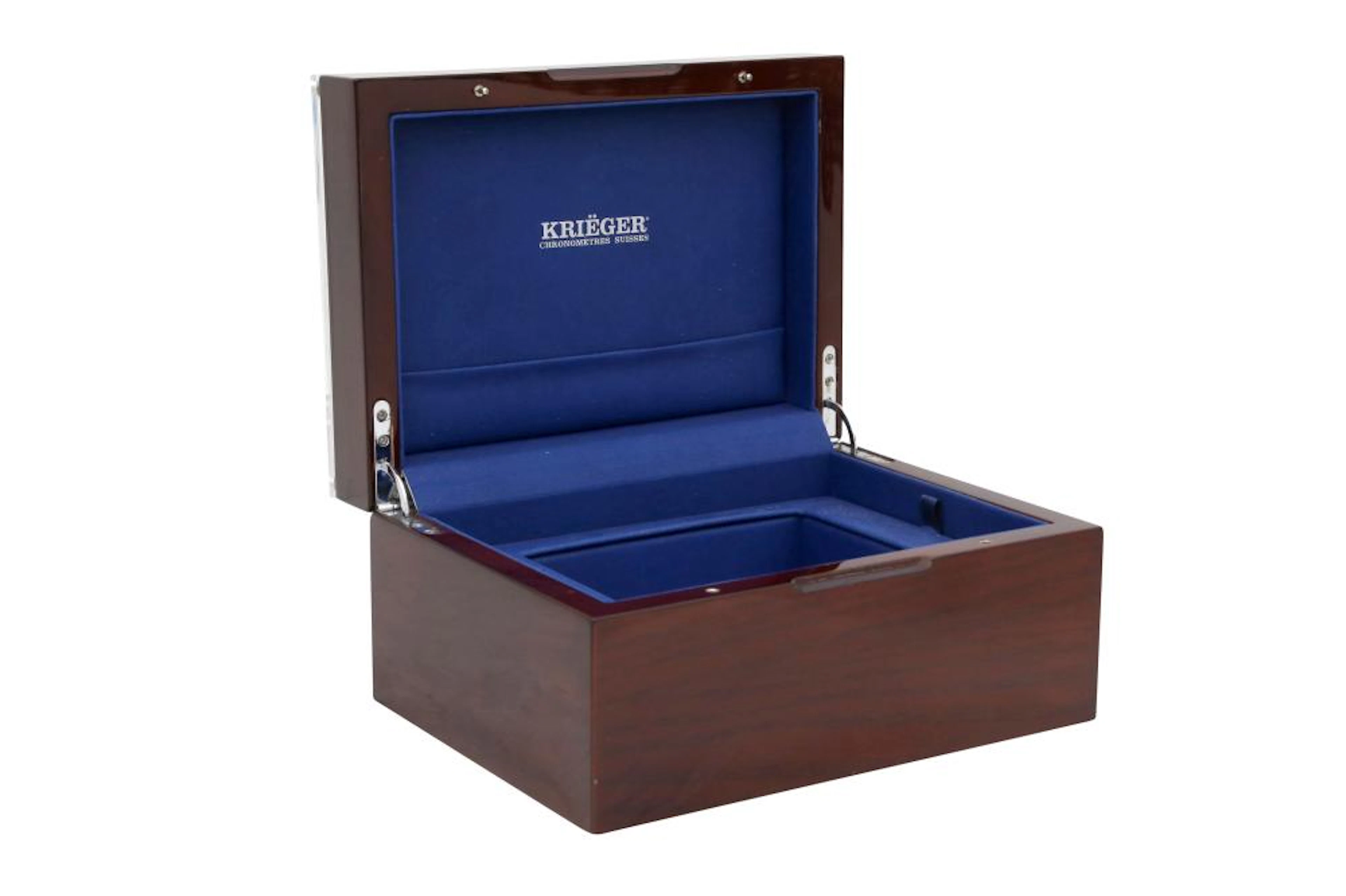 KRIEGER CHRONOMETRES SUISSES. WOODEN WATCH BOX.