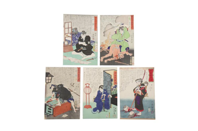 A GROUP OF JAPANESE MUSHA-E WOODBLOCK PRINTS