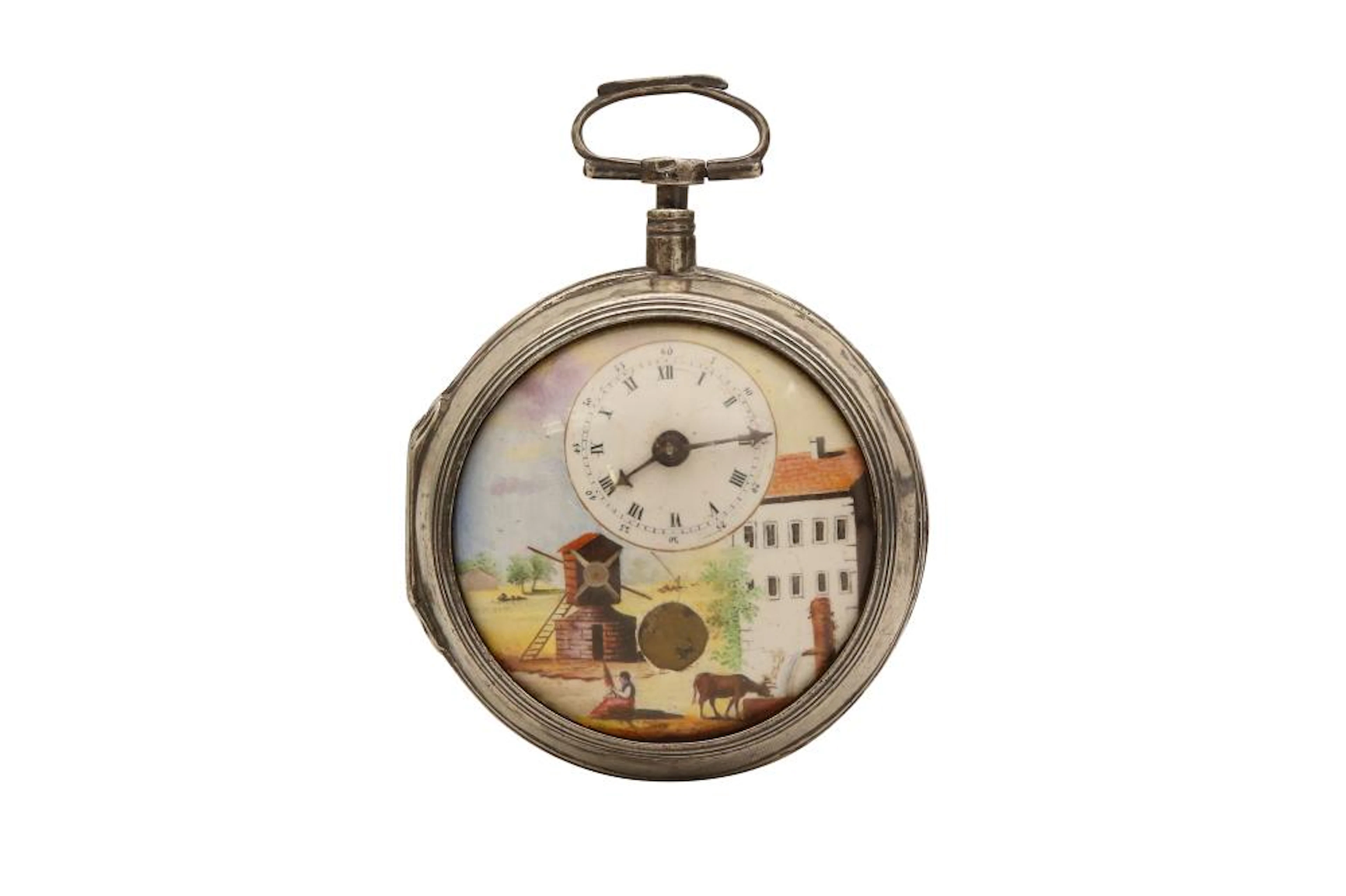 LATE 18TH/EARLY 19TH CENTURY AUTOMATON PAIR CASED VERGE OPEN FACE POCKET WATCH