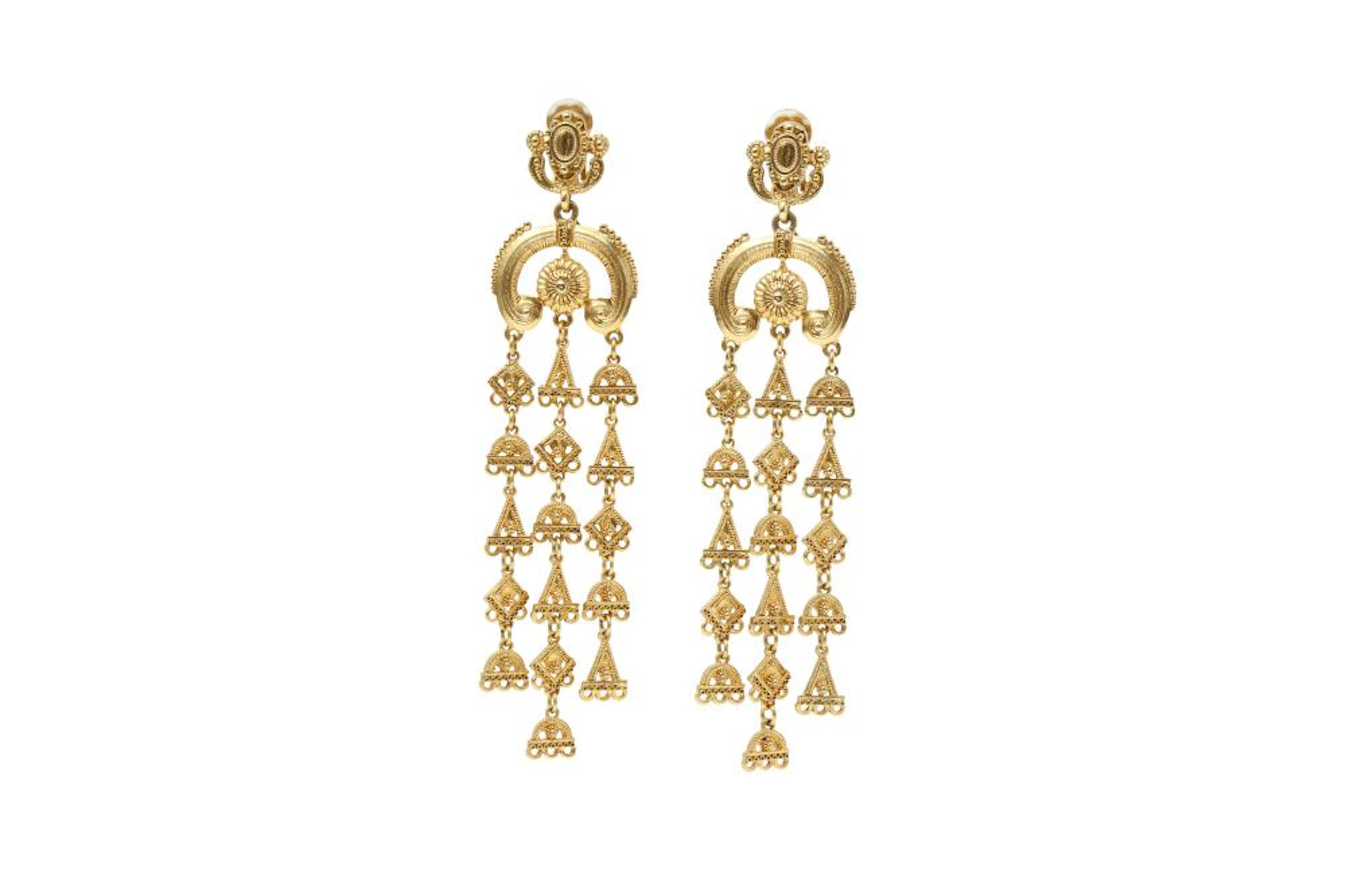 Oscar de la Renta Statement Chandelier Clip On Earrings
