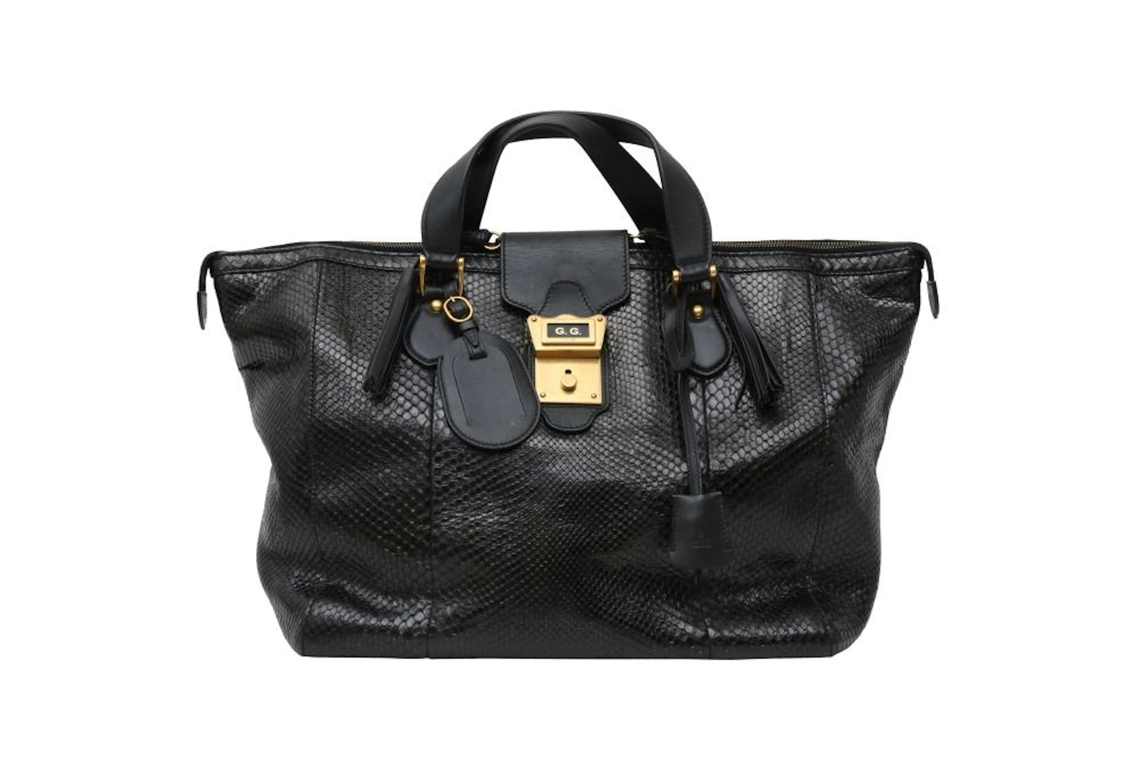 ? Gucci Black Python Large Tote