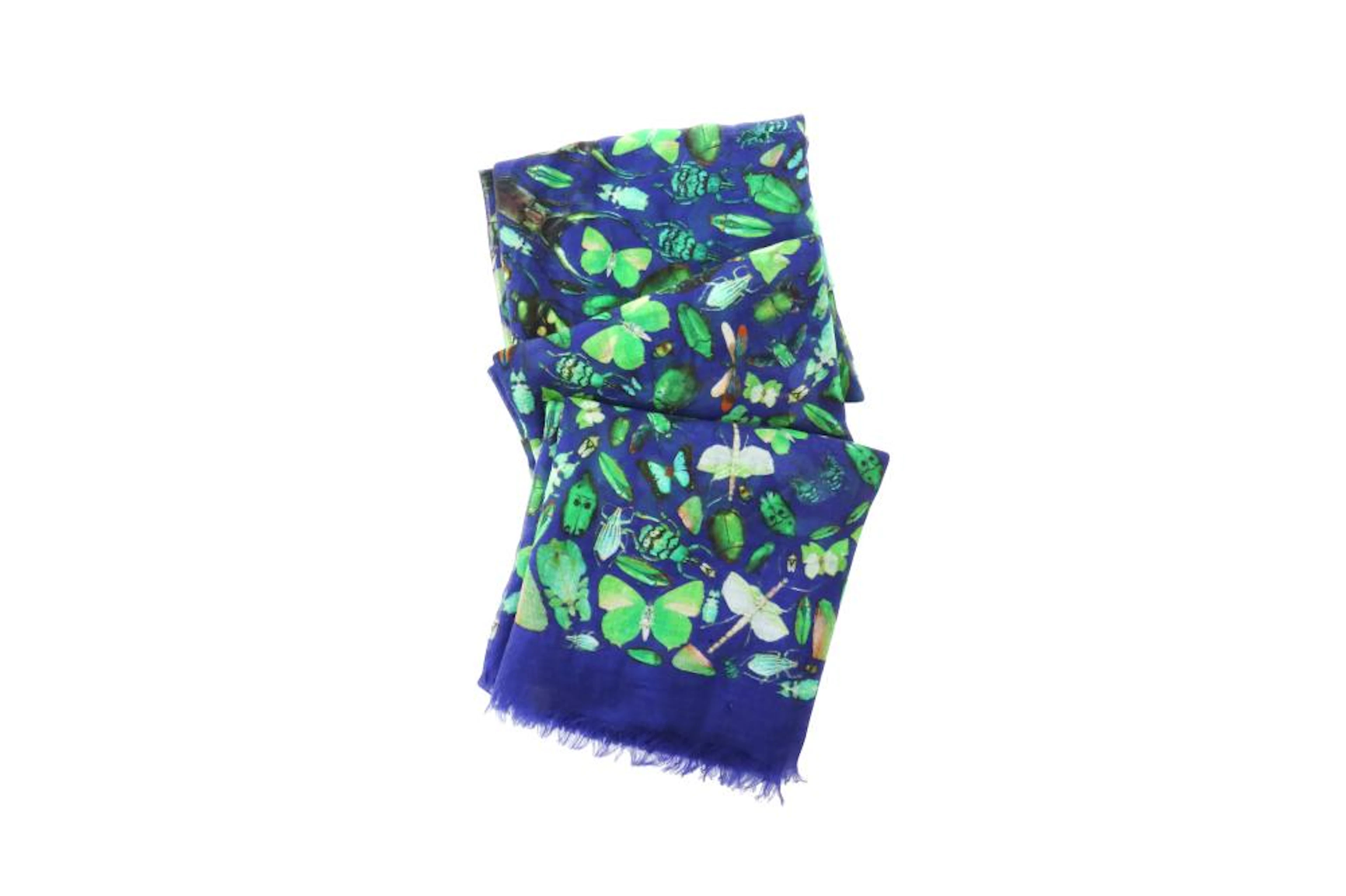 Alexander McQueen Blue Cashmere Bug Scarf