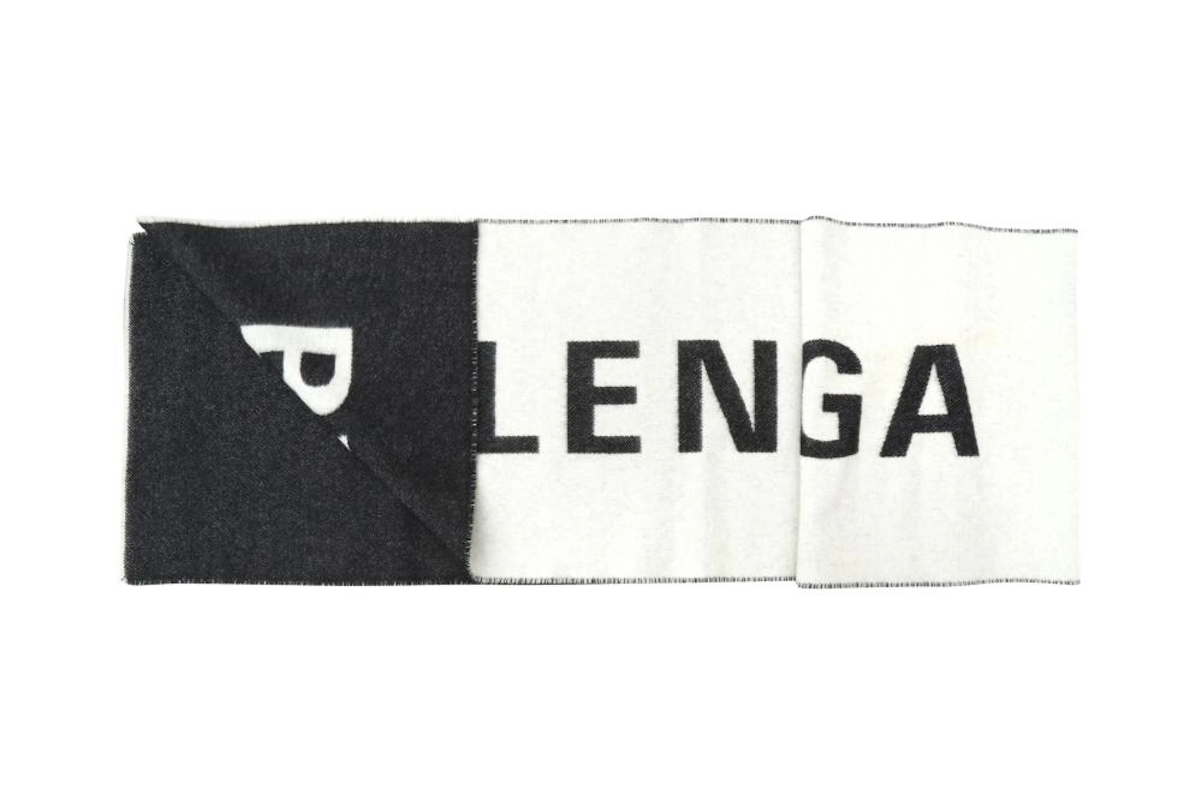 Balenciaga Black Logo Macro Wool Scarf