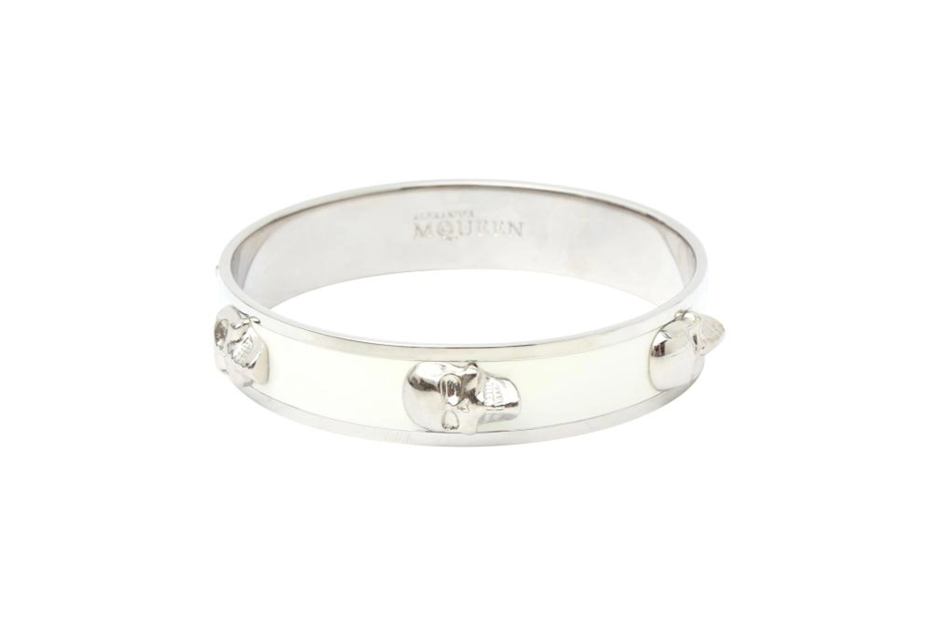 Alexander McQueen White Enamel Skull Bangle